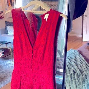 ANTHROPOLOGIE RED LACE JUMPSUIT